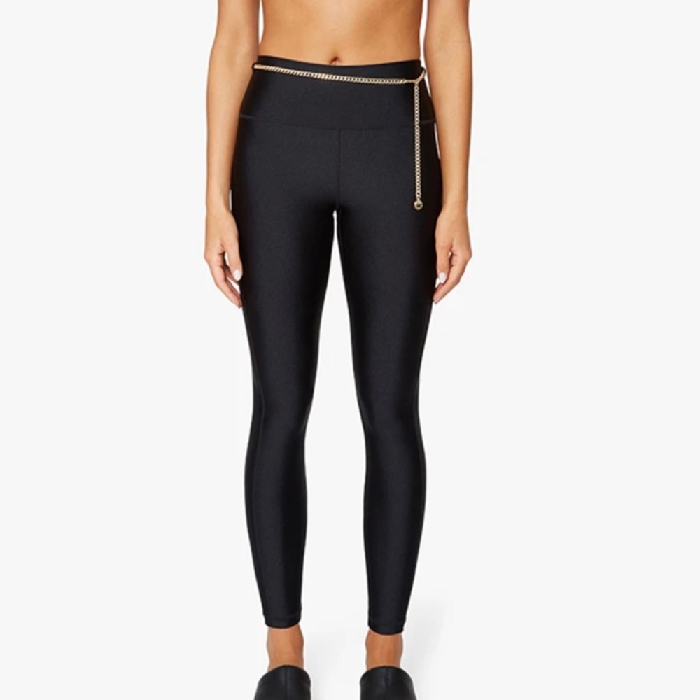 Chain High Rise Metallic Leggings in BLACK